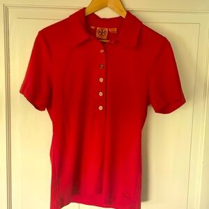 Tory Burch Red Polo shirt. Short Sleeve. XL.
